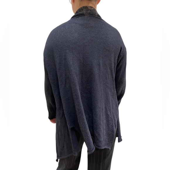 Cecile Benac M Black Wool/Silk Blend Open Front Cardigan - Picture 6 of 9